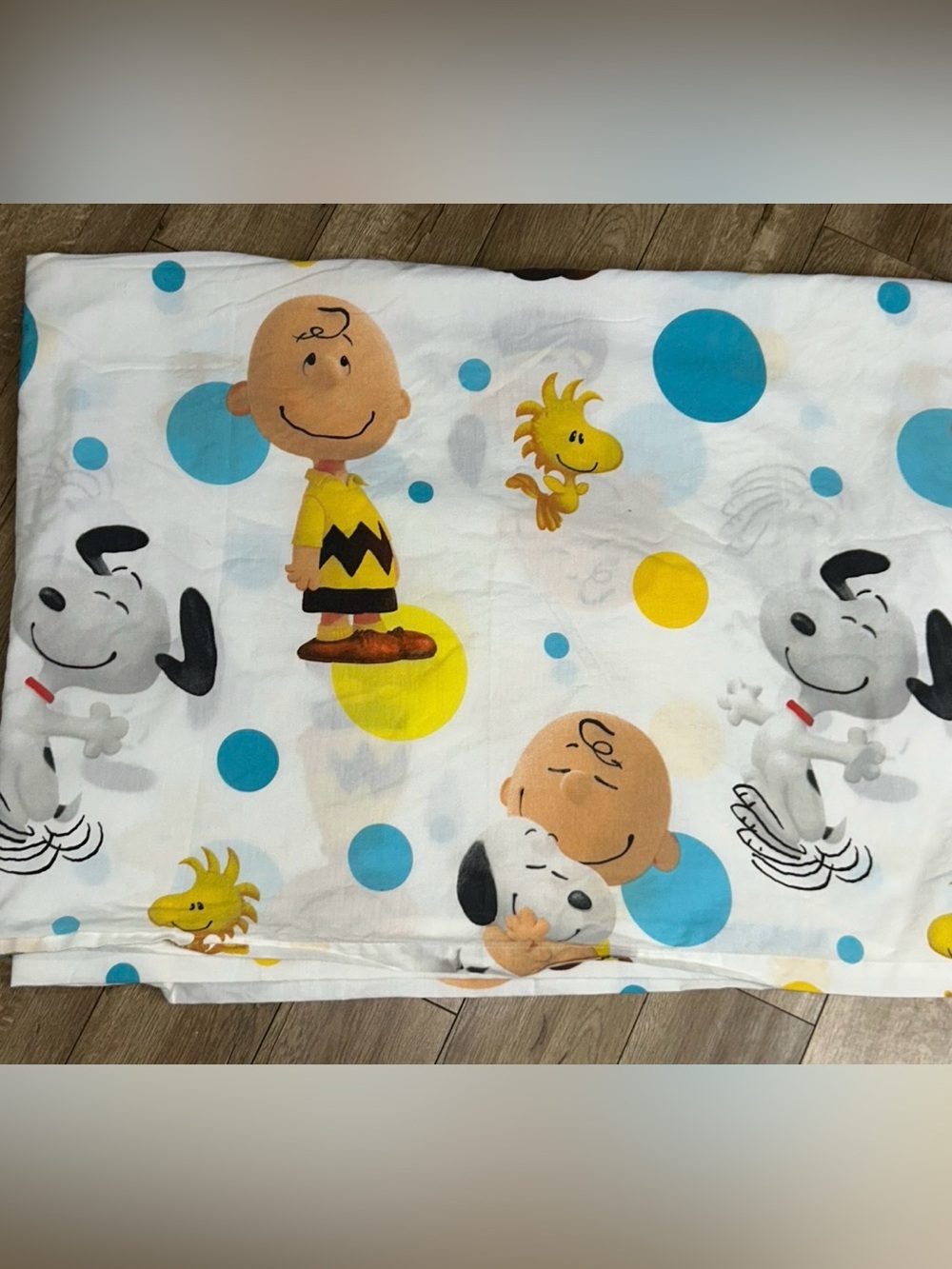 Peanuts Charlie Brown Snoopy Sunny Day the Movie 1 Twin Flat Sheet 39x75 Dots